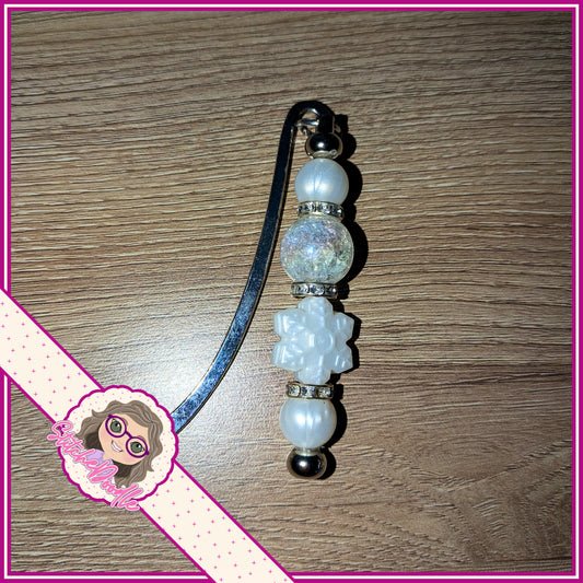 Handmade Beaded Bookmark - Snowflakes
