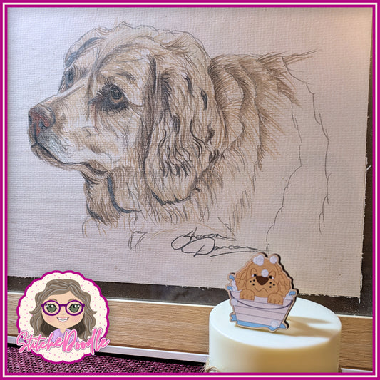 Bailey's Bath Time Collectible Wooden Pin - Cocker Spaniel