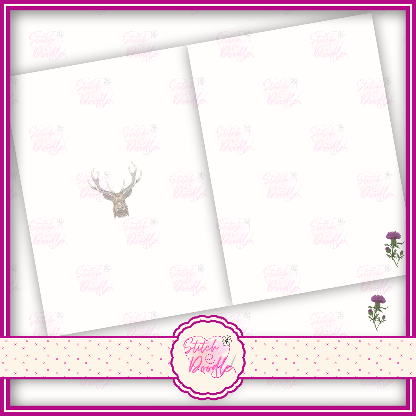 Regal Stag with green tartan 'Happy Birthday'.  A6 Greeting Card and Envelope.