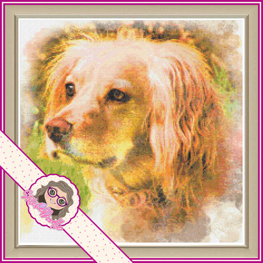 Watercolour Effect Pet Portrait.  Customised.  Colour or BW.  PDF and Patternkeeper