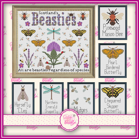 *NEW* Scotland's Beasties Sampler - 6 BONUS mini charts included - Digital Download PDF