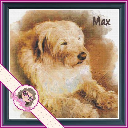 Watercolour Effect Pet Portrait.  Customised.  Colour or BW.  PDF and Patternkeeper