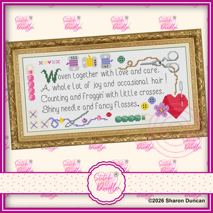 *NEW* Stitcher's Sampler - poetic cross stitch chart - PDF and Patternkeeper