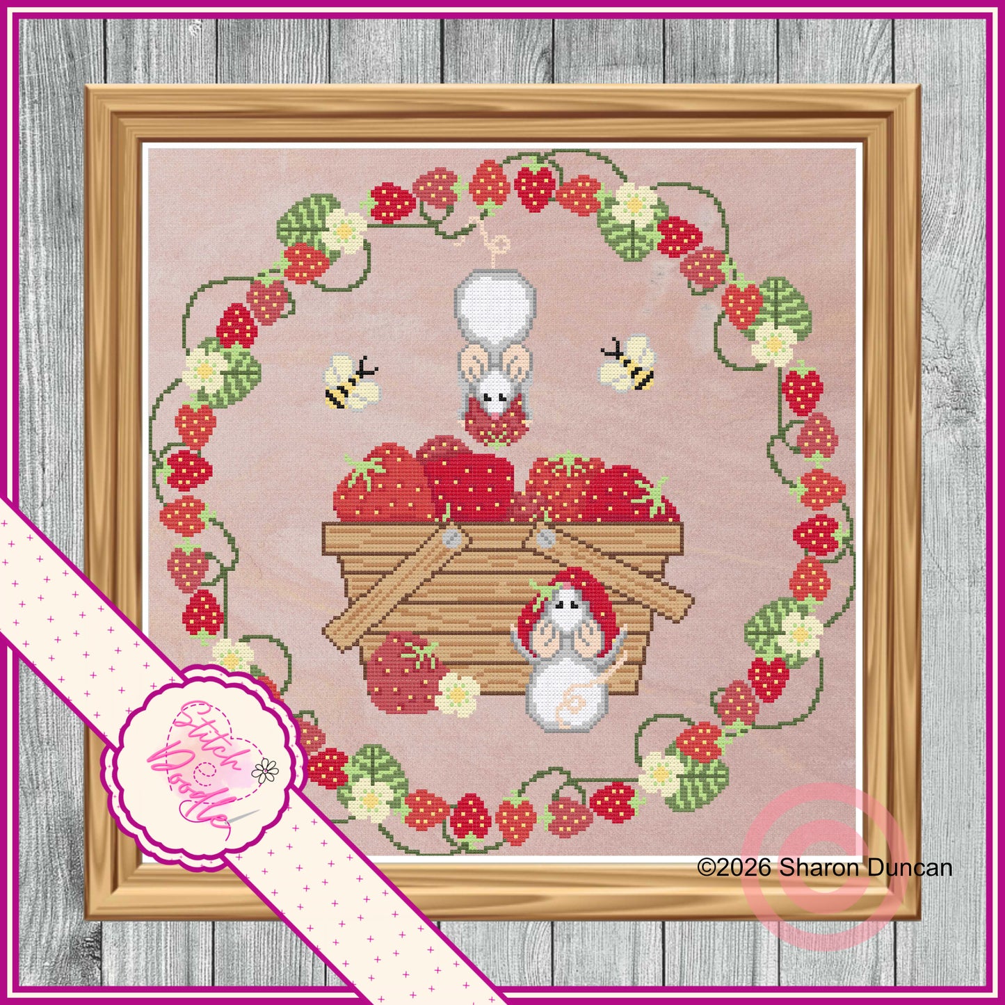 Strawberry Heist - Summer cross stitch chart - 120gsm Paper Chart Pack