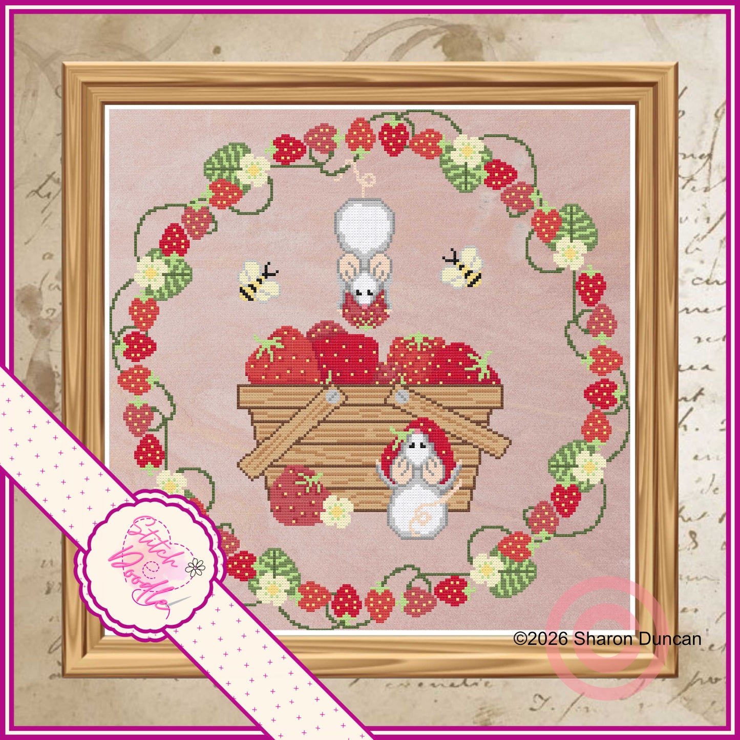 Strawberry Heist - Summer cross stitch chart - 120gsm Paper Chart Pack