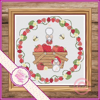 Strawberry Heist - Summer cross stitch chart - PDF and Patternkeeper