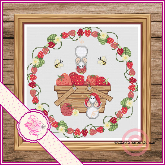 Strawberry Heist - Summer cross stitch chart - PDF and Patternkeeper