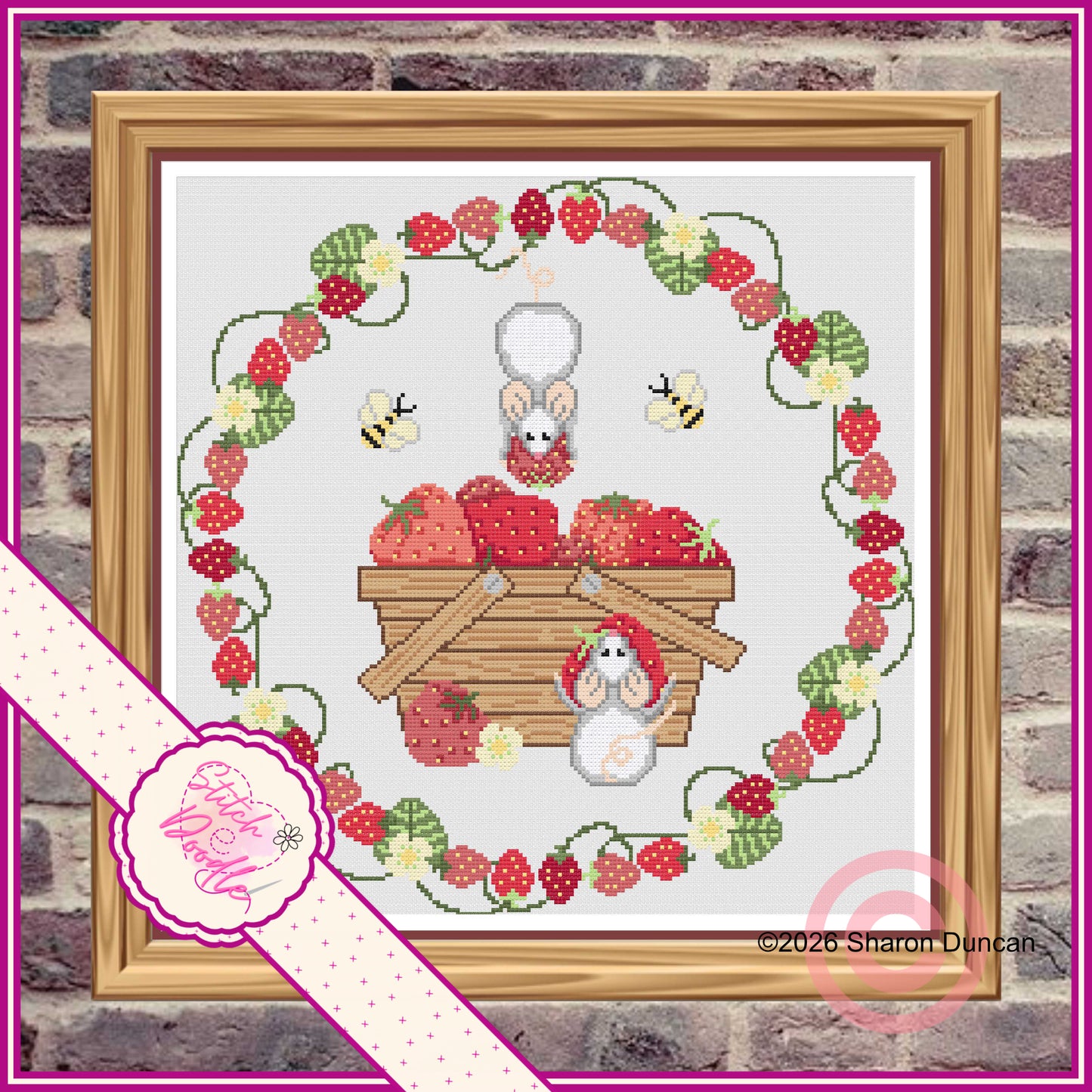 Strawberry Heist - Summer cross stitch chart - PDF and Patternkeeper