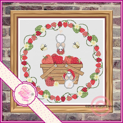 Strawberry Heist - Summer cross stitch chart - PDF and Patternkeeper