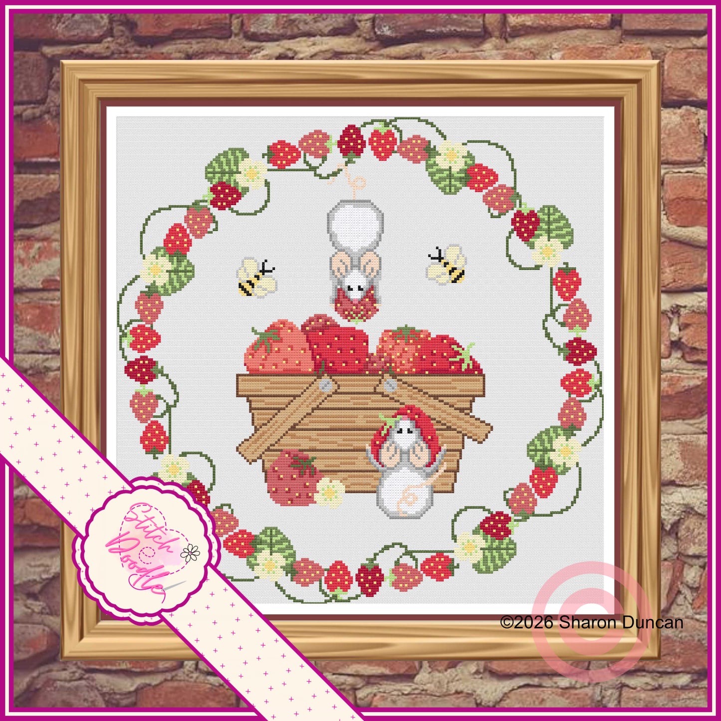 Strawberry Heist - Summer cross stitch chart - PDF and Patternkeeper