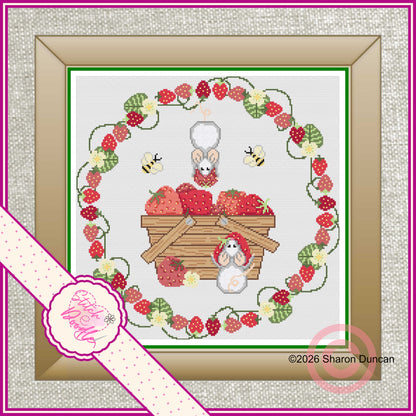 Strawberry Heist - Summer cross stitch chart - PDF and Patternkeeper
