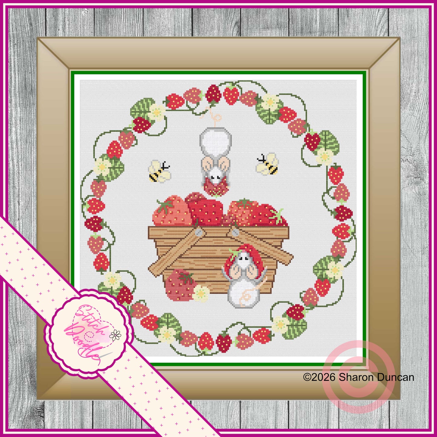 Strawberry Heist - Summer cross stitch chart - PDF and Patternkeeper