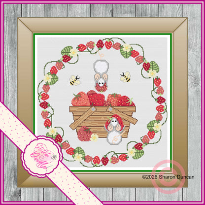Strawberry Heist - Summer cross stitch chart - PDF and Patternkeeper