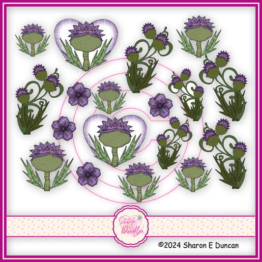 Sticker Pack - Tartan Thistles - 18 stickers