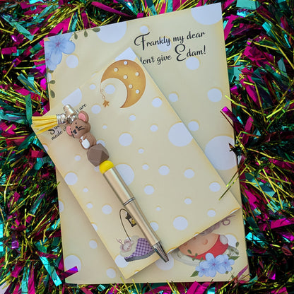 Tiddle Mouse - Notepads and Handmade Beaded Pen stationery set