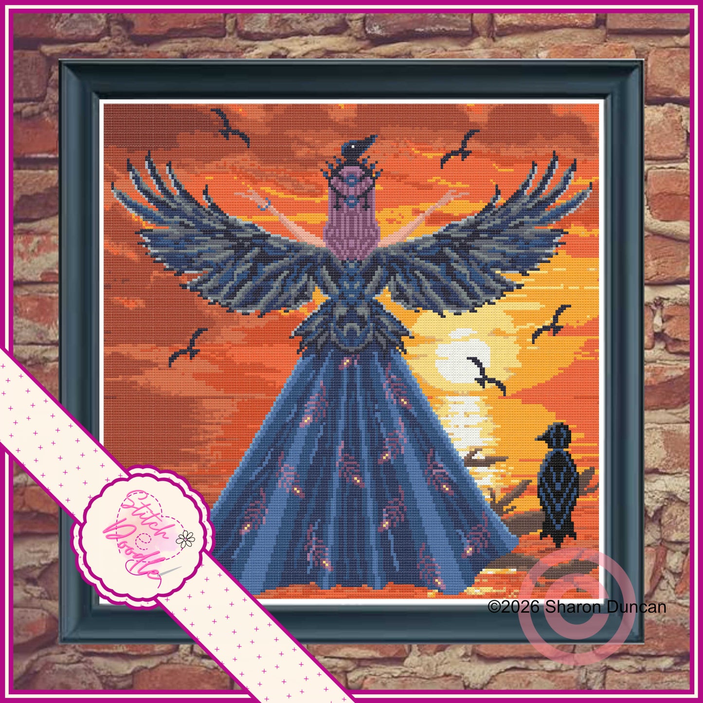 Twilight Raven - Full Coverage Cross Stitch - Digital Download