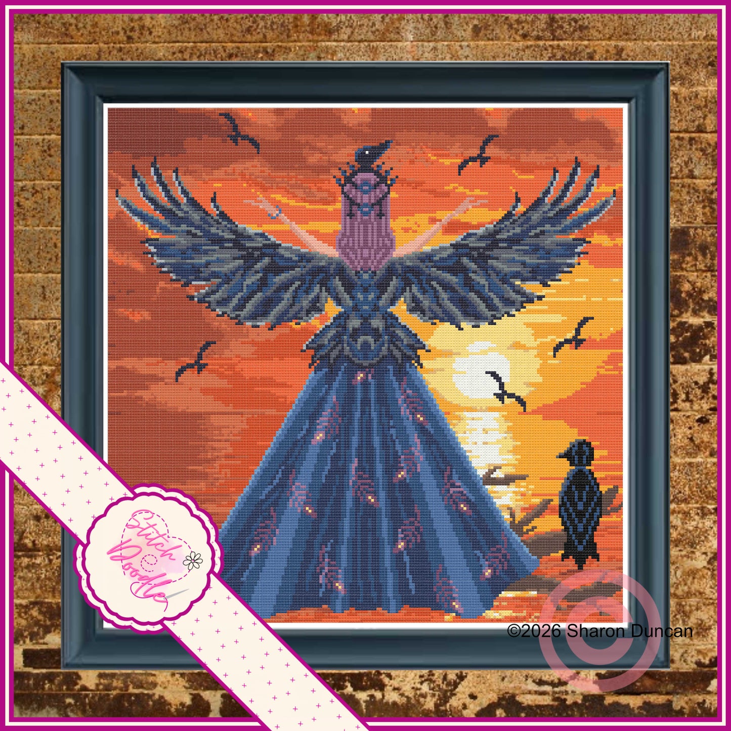 Twilight Raven - Full Coverage Cross Stitch - Digital Download