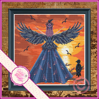 Twilight Raven - Full Coverage Cross Stitch - Digital Download