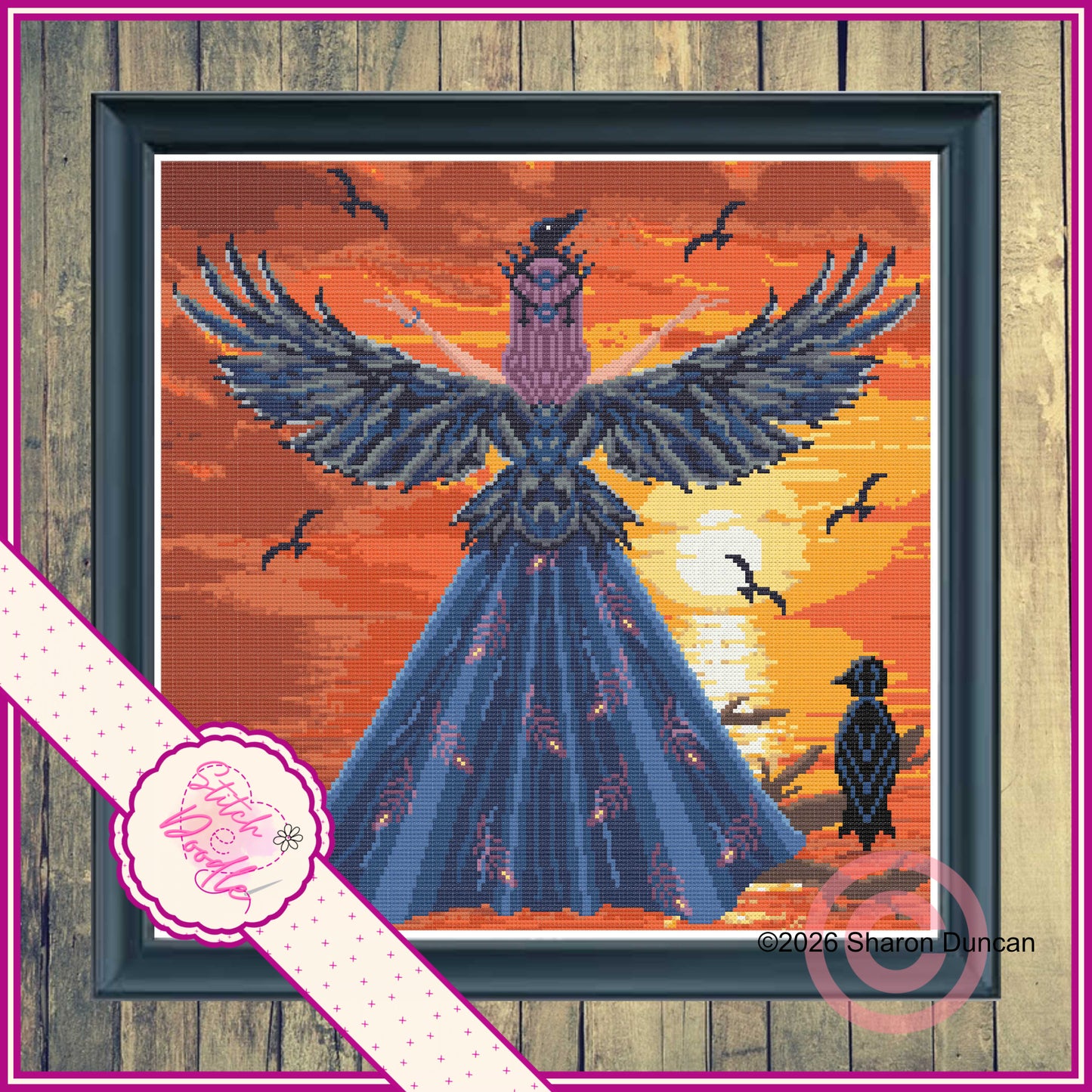 Twilight Raven - Full Coverage Cross Stitch - Digital Download