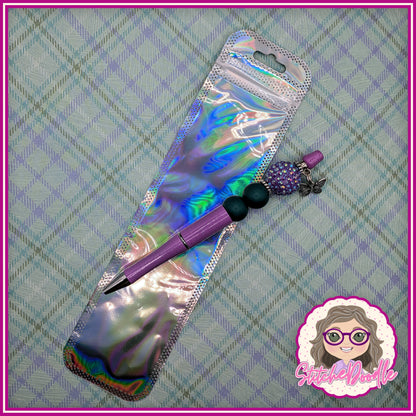 Thistle Sparkle Handmade Beaded Pen with Butterfly Charm  - Ideal Gift