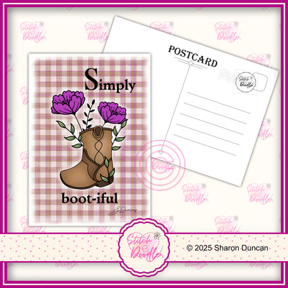 A5 Art Print/Postcard 6 Piece Collection - Western Boots with Uplifting Quotes