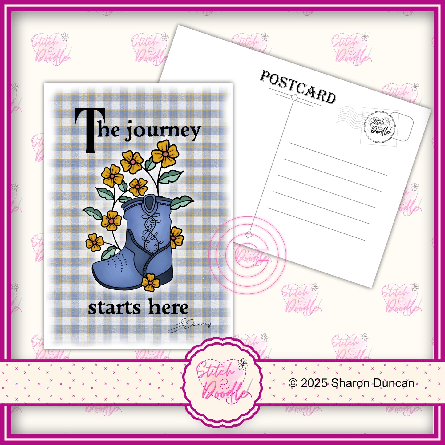 A5 Art Print/Postcard 6 Piece Collection - Western Boots with Uplifting Quotes