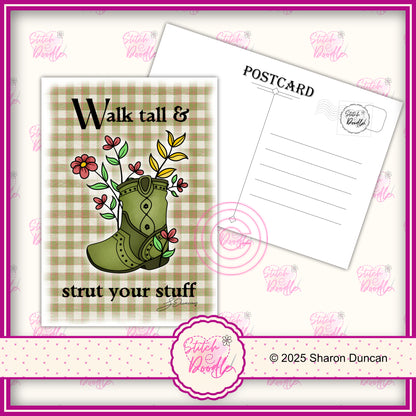 A5 Art Print/Postcard 6 Piece Collection - Western Boots with Uplifting Quotes
