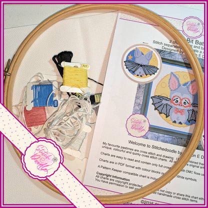 Too Cute To Spook Wee Bit Batty Front and Back - 2 charts - Digital Download