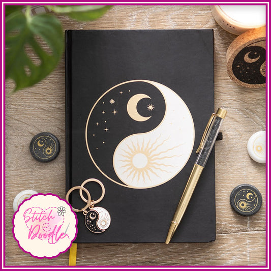 A5 Crystal Journal - Yin-Yang Journal with Black Obsidian Pen