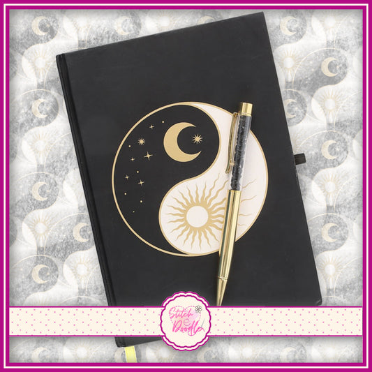 A5 Crystal Journal - Yin-Yang Journal with Black Obsidian Pen