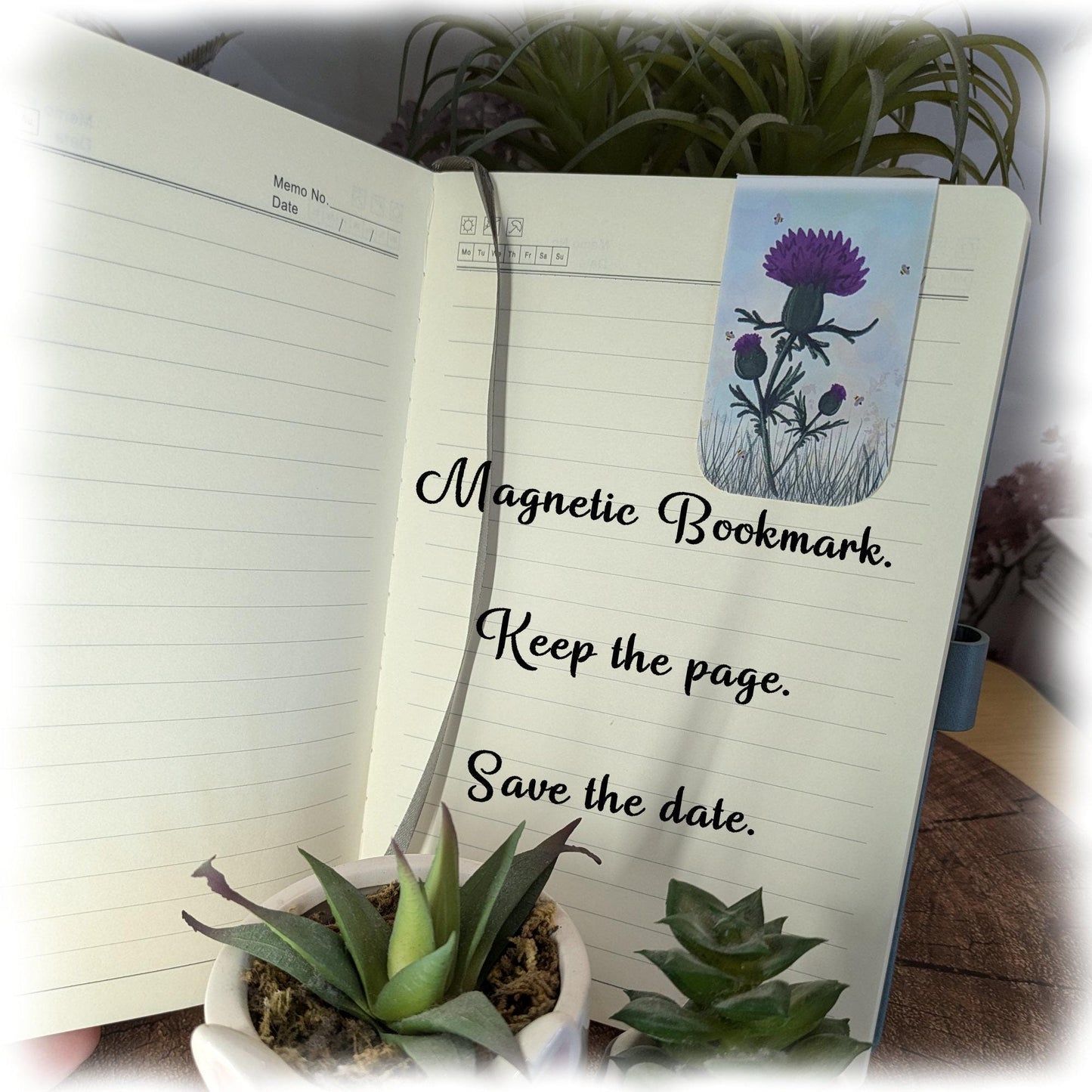 Beautiful Scottish Thistle Double sided Laminated Magnetic Bookmark.  Original digital painting by Sharon Duncan.