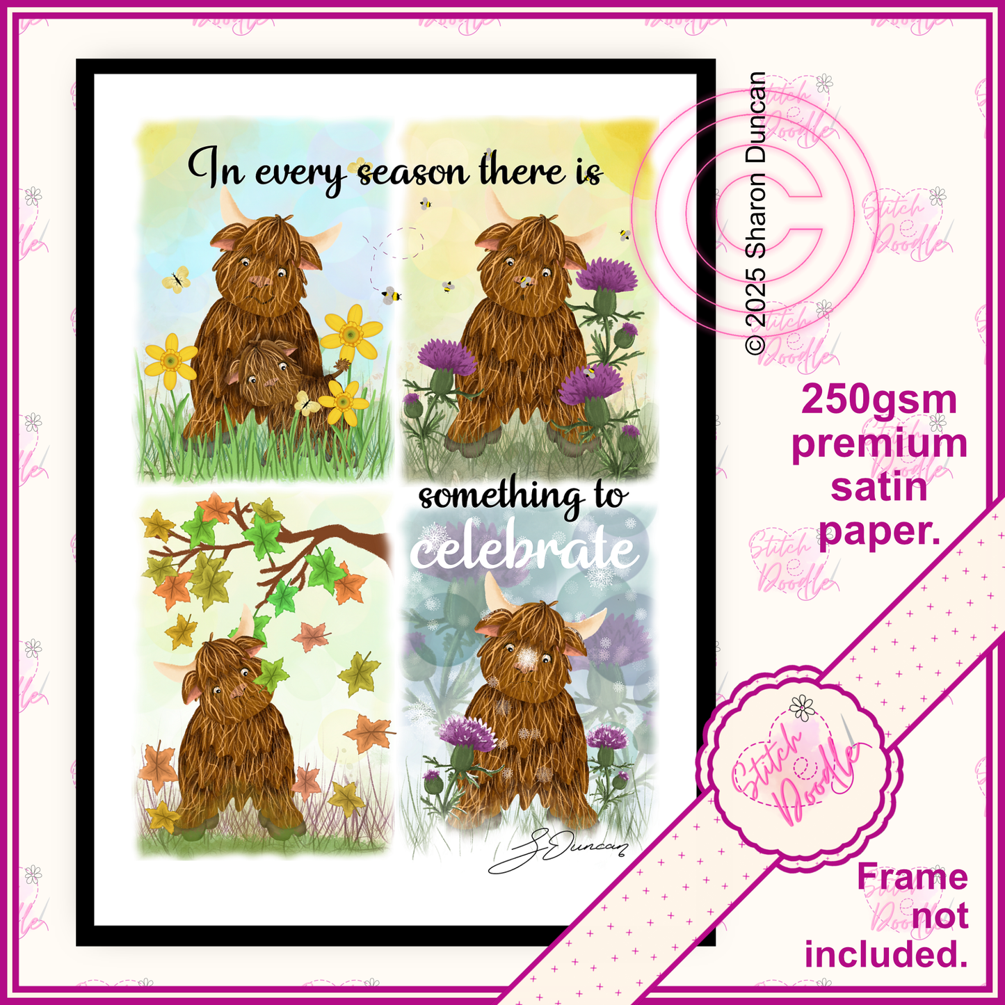 Thoughtful Art Print - In Every Season There is Something to Celebrate - Highland Hamish