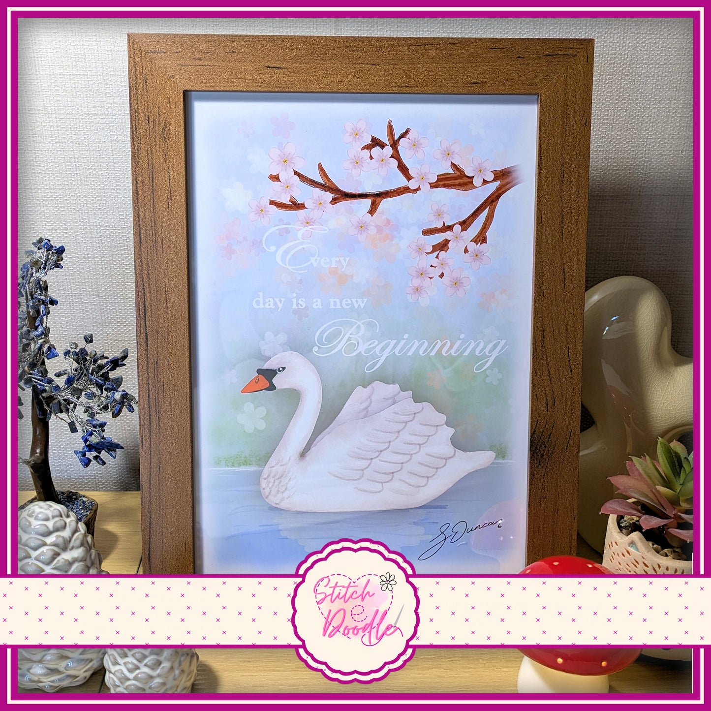 Motivational Art Print - Every Day is a New Beginning - Elegant Swan