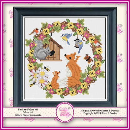 In My Garden Wildlife Cross Stitch Chart.  PDF and Pattern Keeper.  Includes printable tracker.  Instant Download.