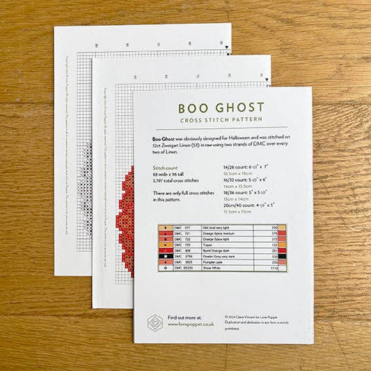 Boo Ghost - Printed Chart by Love Poppet