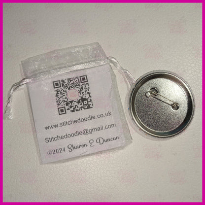 6 Nutty Nook 58mm Pin Badges, Holographic Button Badge Collection