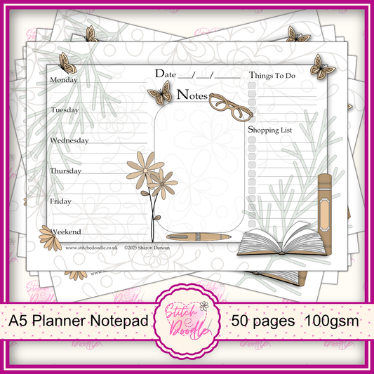 Between the Pages A5 Desk Planner - Weekly planning at your fingertips - 50 sheets un-coated 100 gsm paper