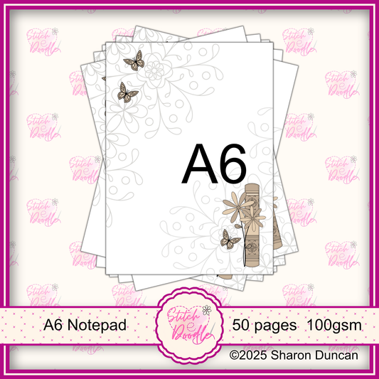 Between the Pages A6 Notepad - 50 sheets un-coated 100 gsm paper