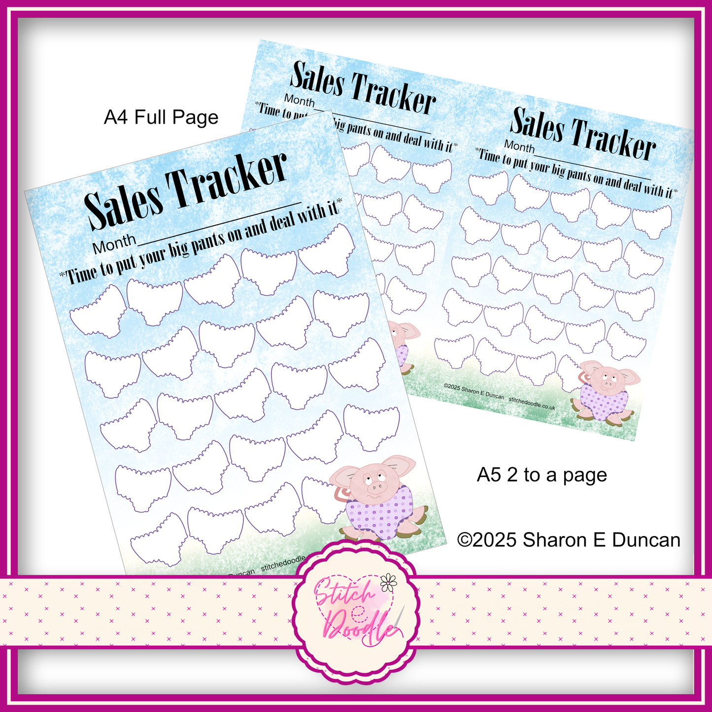 BIG PANTS Small Business Sales Tracker - 24 spaces - Perpetual - DIGITAL DOWNLOAD