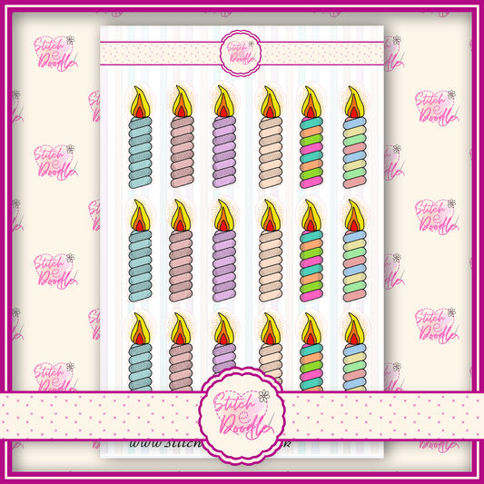 Sticker Sheet - Birthday Candles - 18 stickers