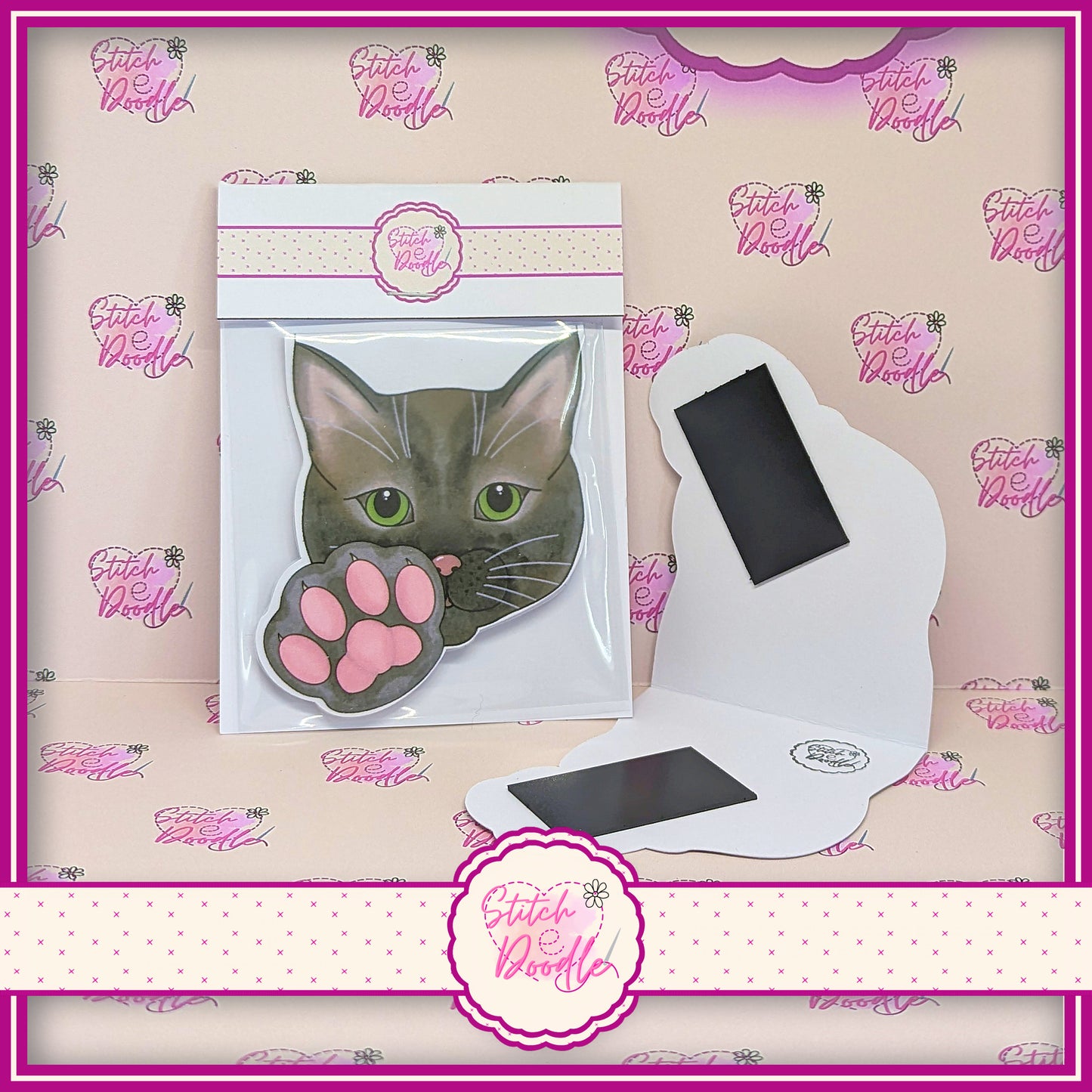 Black Cat Magnetic Bookmark - Large magnet - Paws right here