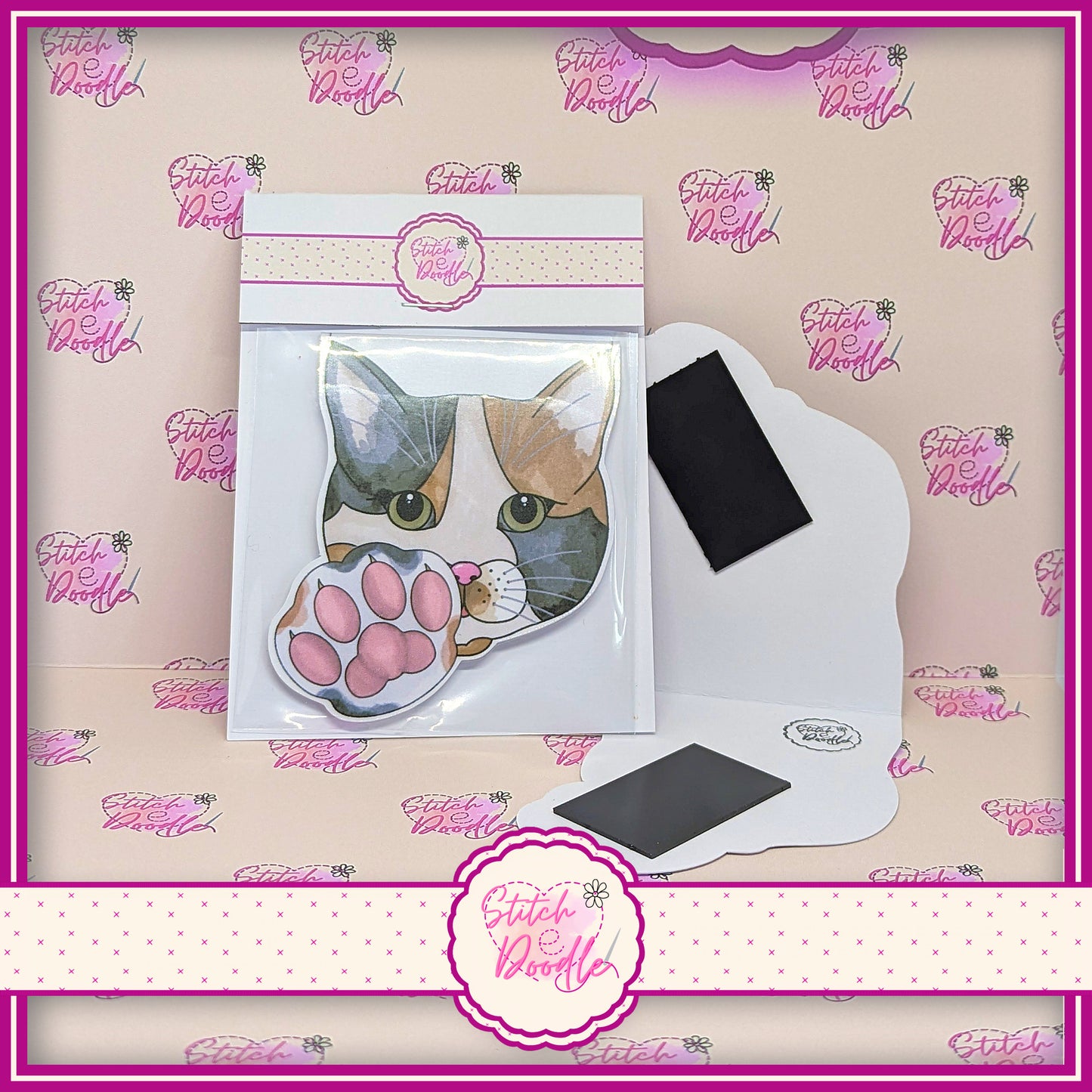 Calico Cat Magnetic Bookmark - Large magnet - Paws right here