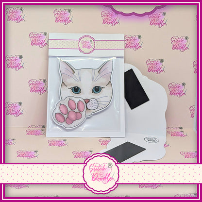 White Cat Magnetic Bookmark - Large magnet - Paws right here