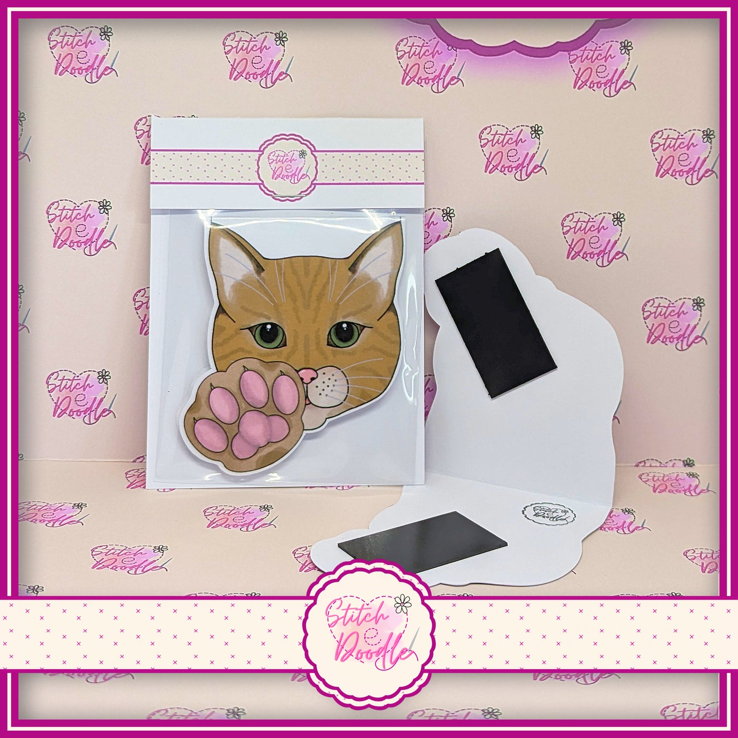 Ginger Cat Magnetic Bookmark - Large magnet - Paws right here