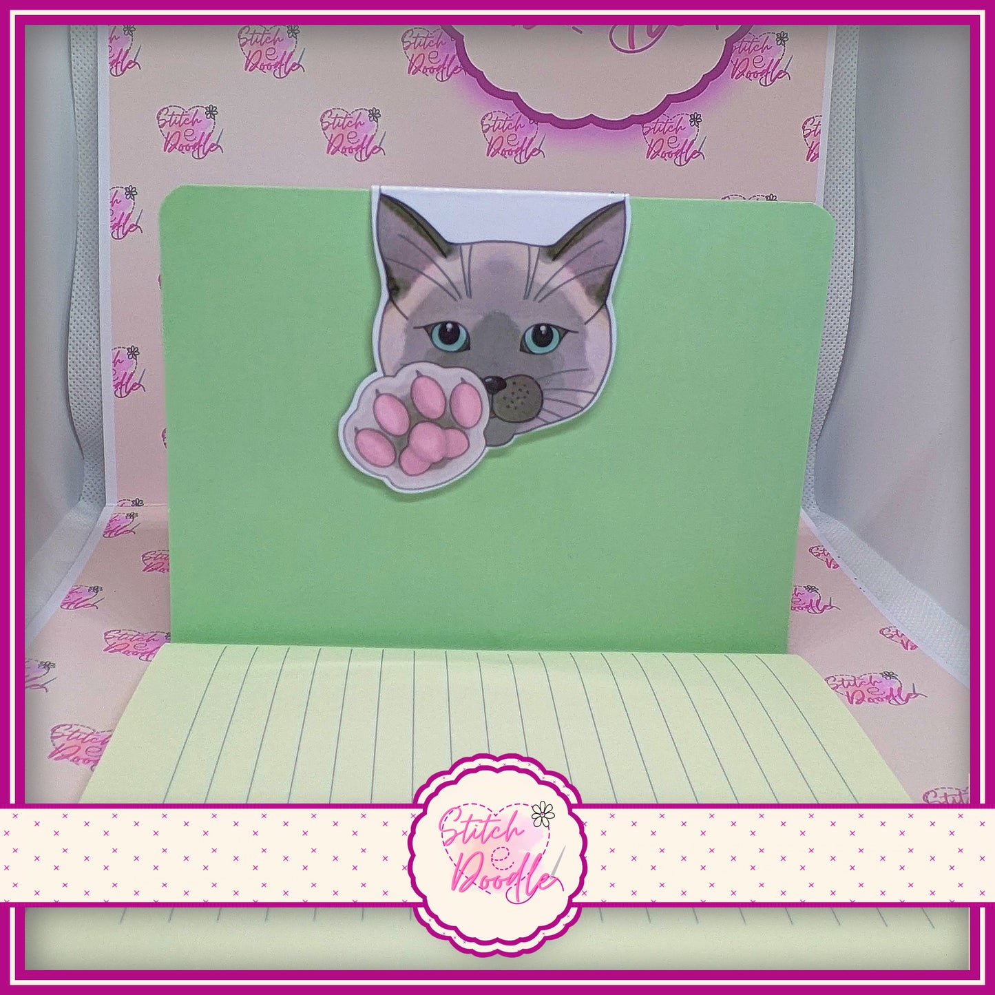 Siamese Cat Magnetic Bookmark - Large magnet - Paws right here