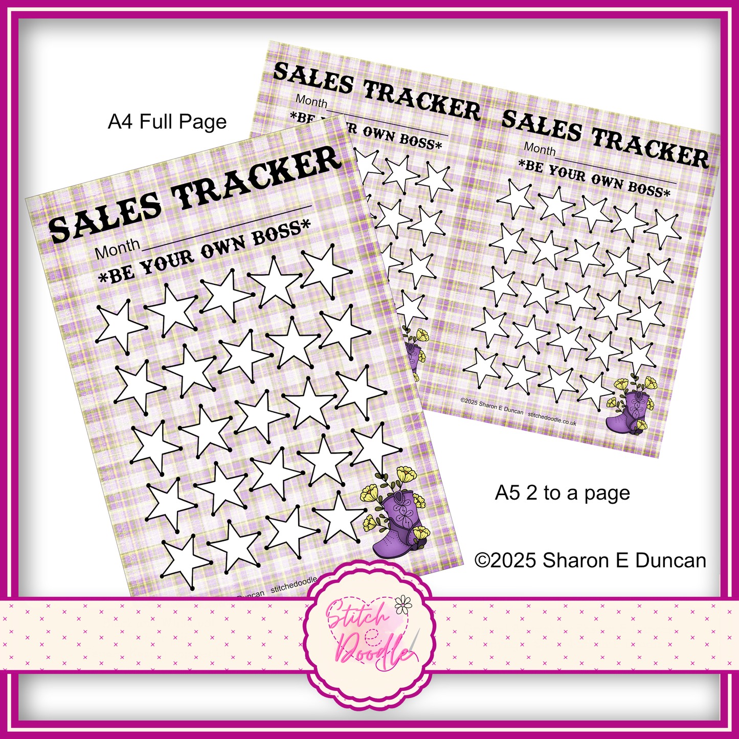 WESTERN BOOT PURPLE Small Business Sales Tracker - 24 spaces - Perpetual - DIGITAL DOWNLOAD