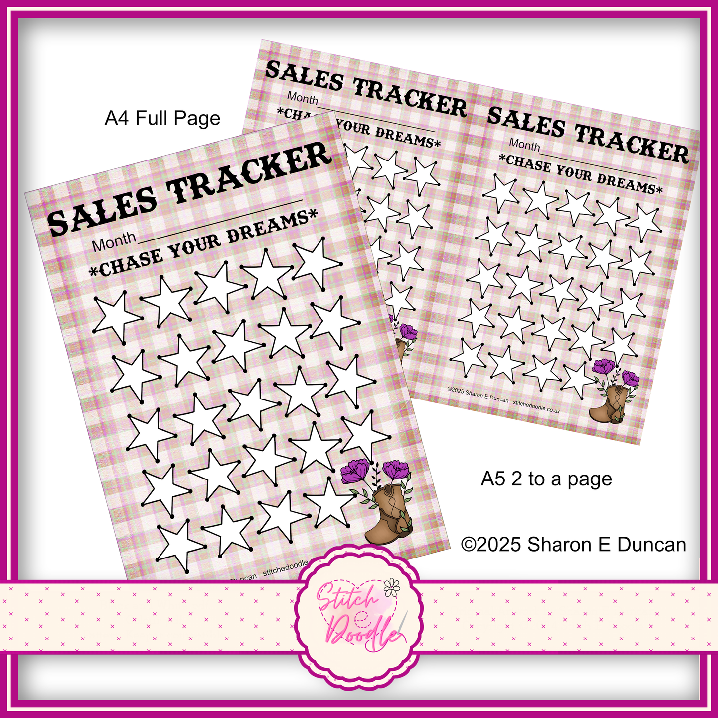 WESTERN BOOT BROWN Small Business Sales Tracker - 24 spaces - Perpetual - DIGITAL DOWNLOAD