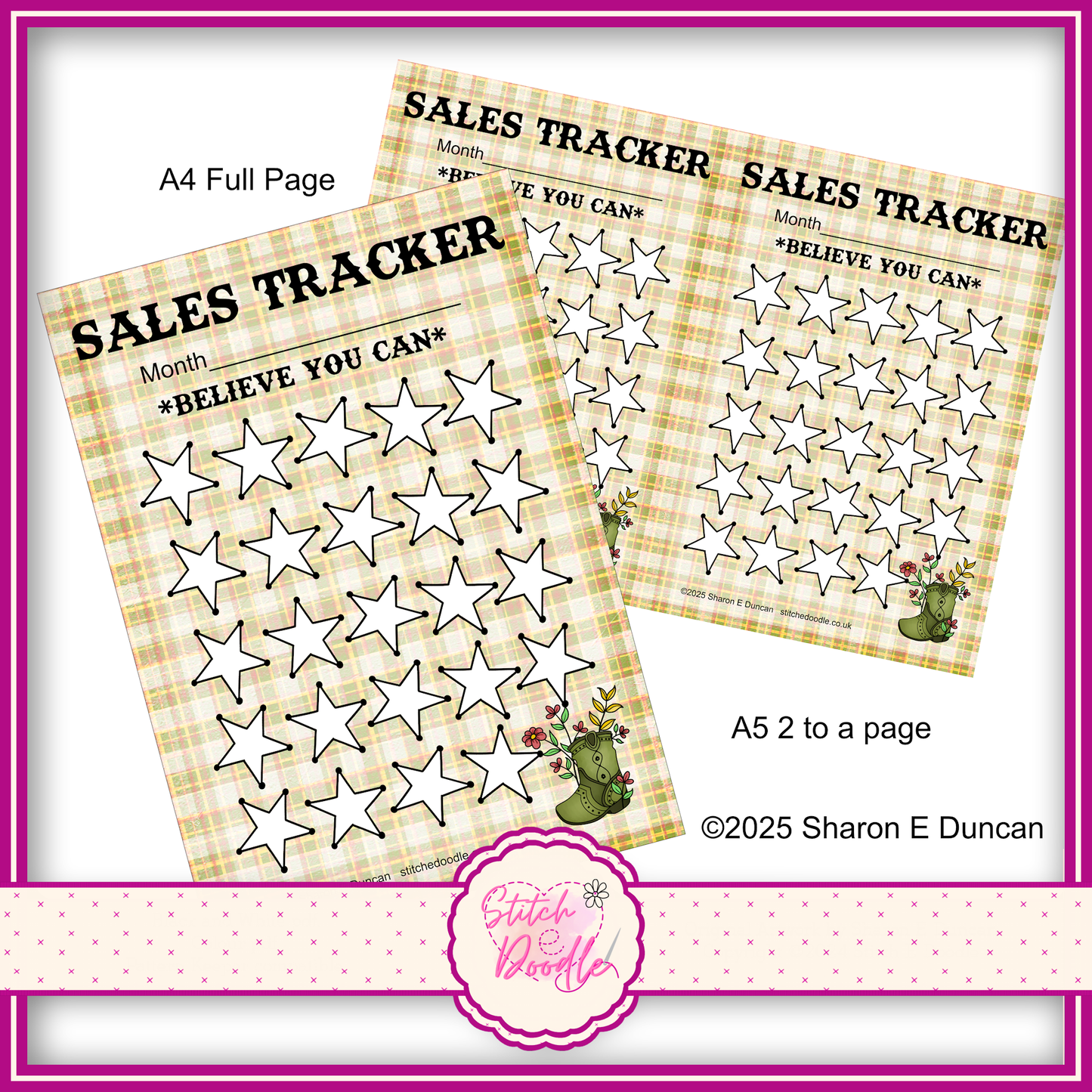 WESTERN BOOT GREEN Small Business Sales Tracker - 24 spaces - Perpetual - DIGITAL DOWNLOAD