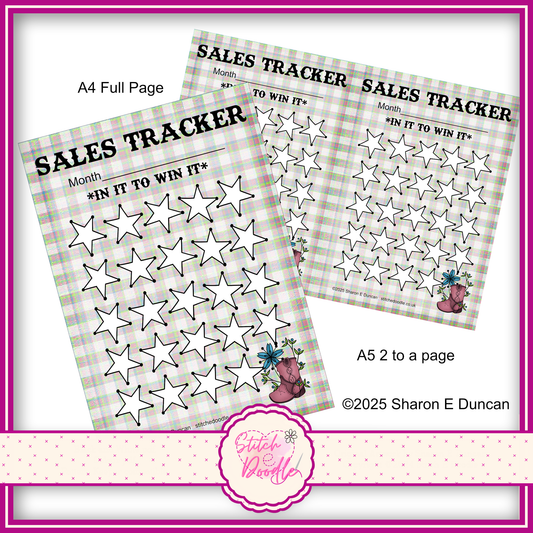 WESTERN BOOT PINK Small Business Sales Tracker - 24 spaces - Perpetual - DIGITAL DOWNLOAD