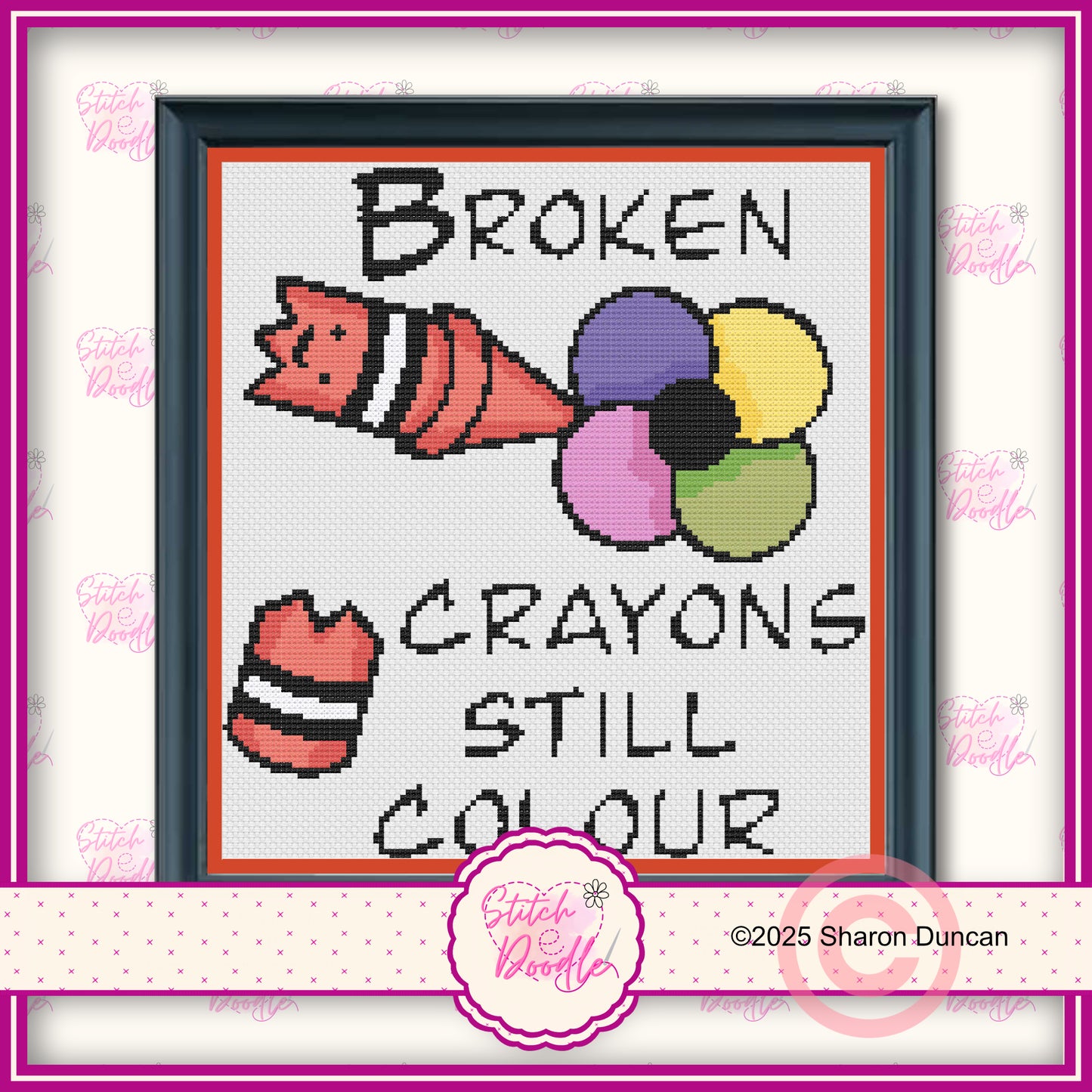 Cross Stitch Chart - Broken Crayons Still Colour - Digital Download